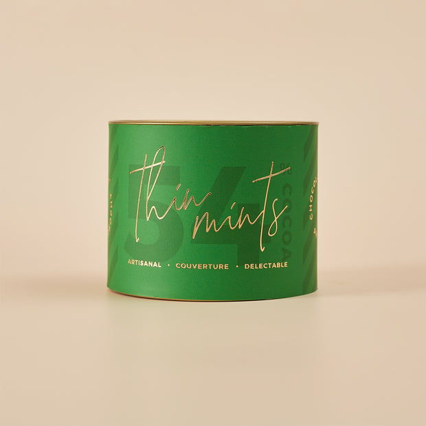 Thin Mint: Thin, delicate squares of dark 54% chocolate with mint, 50g